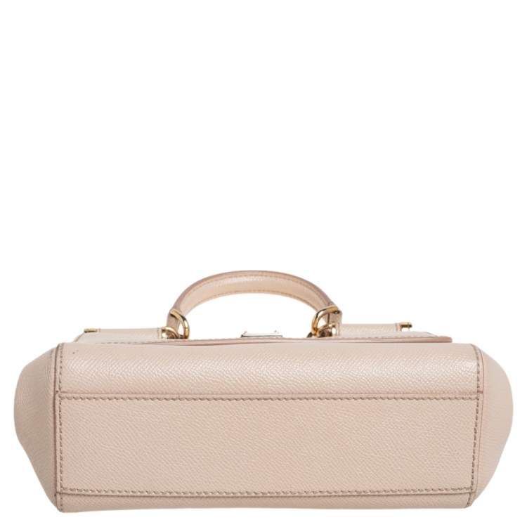 Pre Owned Dolce & Gabbana Beige Leather Small Miss Sicily Top Handle Bag