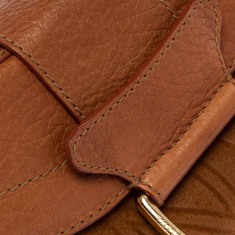 Pre Owned Dolce & Gabbana Tan Leather And Suede Shoulder Bag