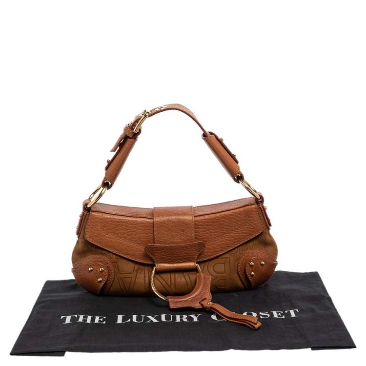 Pre Owned Dolce & Gabbana Tan Leather And Suede Shoulder Bag