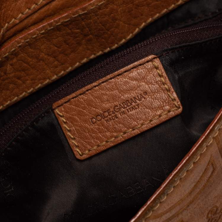 Pre Owned Dolce & Gabbana Tan Leather And Suede Shoulder Bag