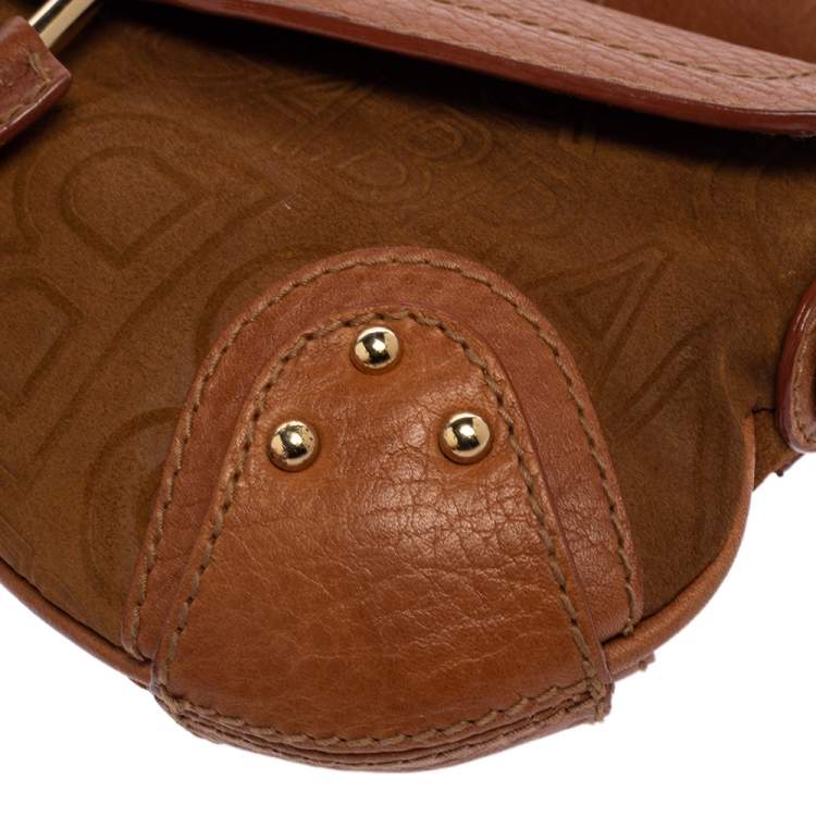Pre Owned Dolce & Gabbana Tan Leather And Suede Shoulder Bag