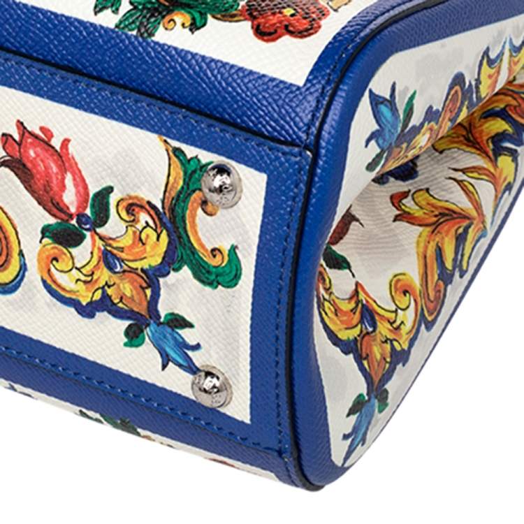 Pre Owned Dolce & Gabbana Multicolor Printed Leather Sicily Top Handle Bag