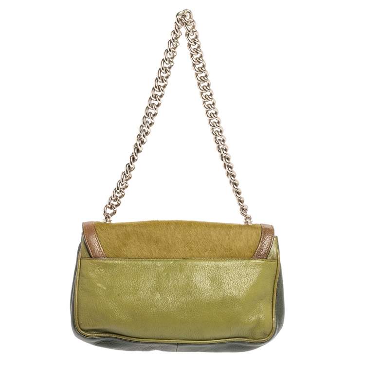 Pre Owned Dolce & Gabbana Multicolor Leather and Calfhair Miss Sexy Baguette Bag