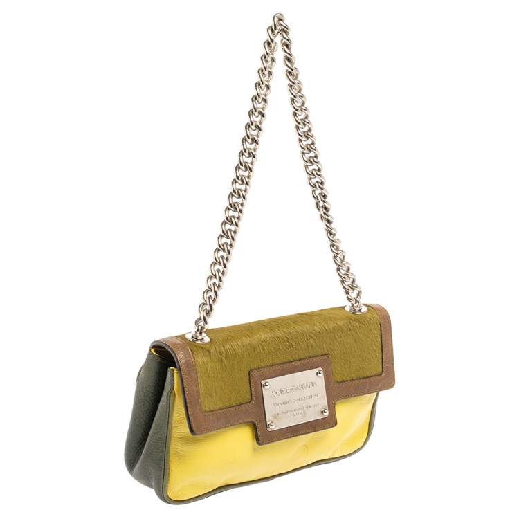 Pre Owned Dolce & Gabbana Multicolor Leather and Calfhair Miss Sexy Baguette Bag