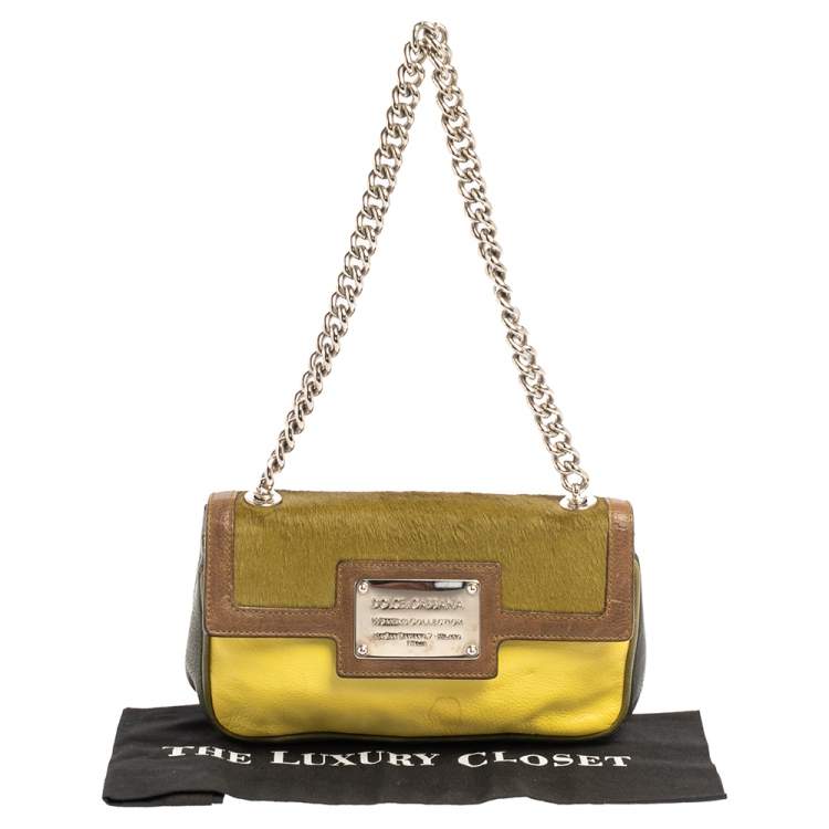Pre Owned Dolce & Gabbana Multicolor Leather and Calfhair Miss Sexy Baguette Bag