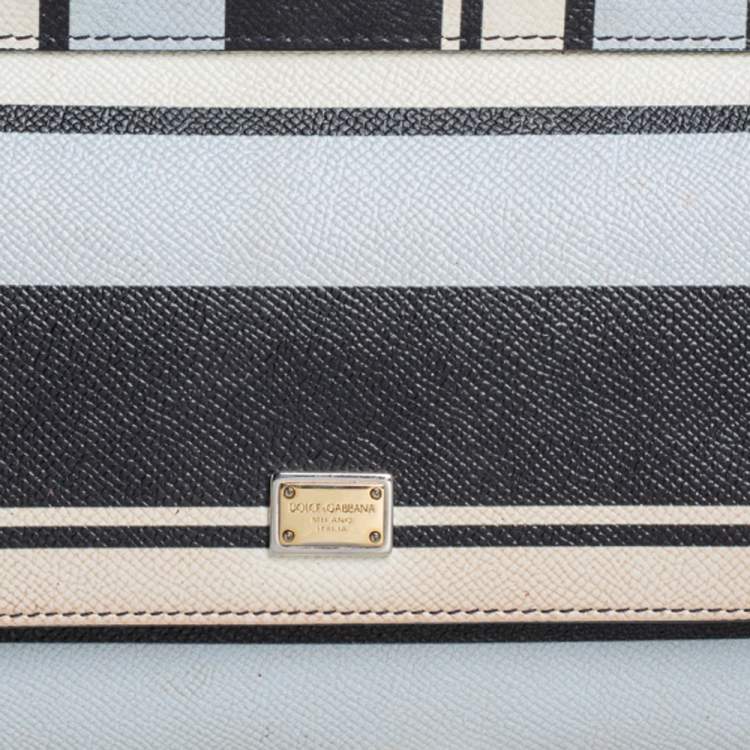 Pre Owned Dolce & Gabbana Multicolor Striped Leather Small Miss Sicily Top Handle Bag