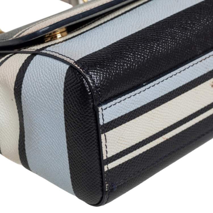 Pre Owned Dolce & Gabbana Multicolor Striped Leather Small Miss Sicily Top Handle Bag