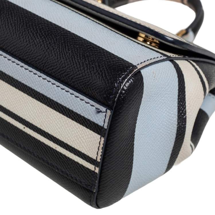 Pre Owned Dolce & Gabbana Multicolor Striped Leather Small Miss Sicily Top Handle Bag