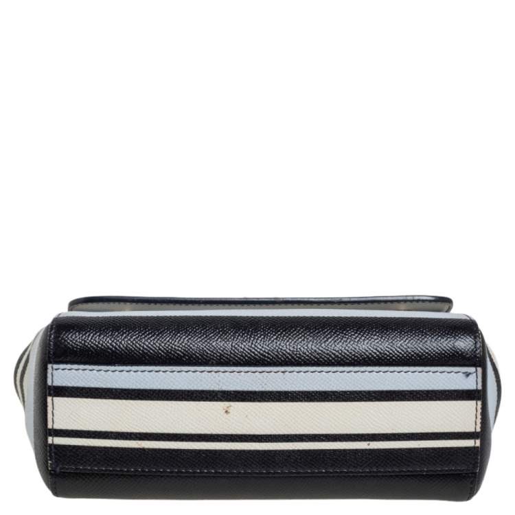 Pre Owned Dolce & Gabbana Multicolor Striped Leather Small Miss Sicily Top Handle Bag
