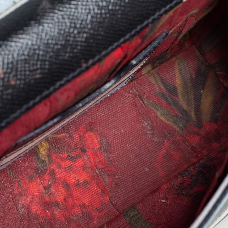 Pre Owned Dolce & Gabbana Multicolor Striped Leather Small Miss Sicily Top Handle Bag
