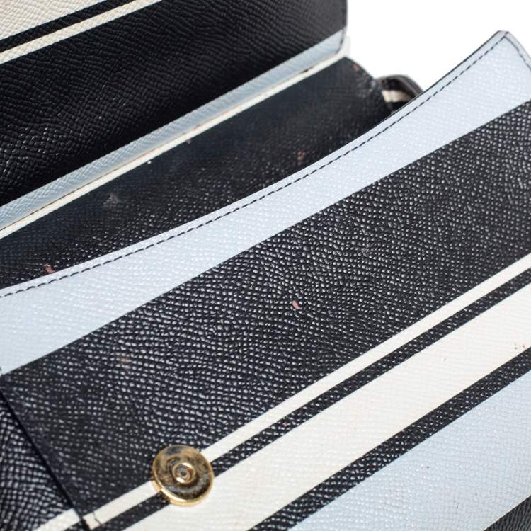 Pre Owned Dolce & Gabbana Multicolor Striped Leather Small Miss Sicily Top Handle Bag