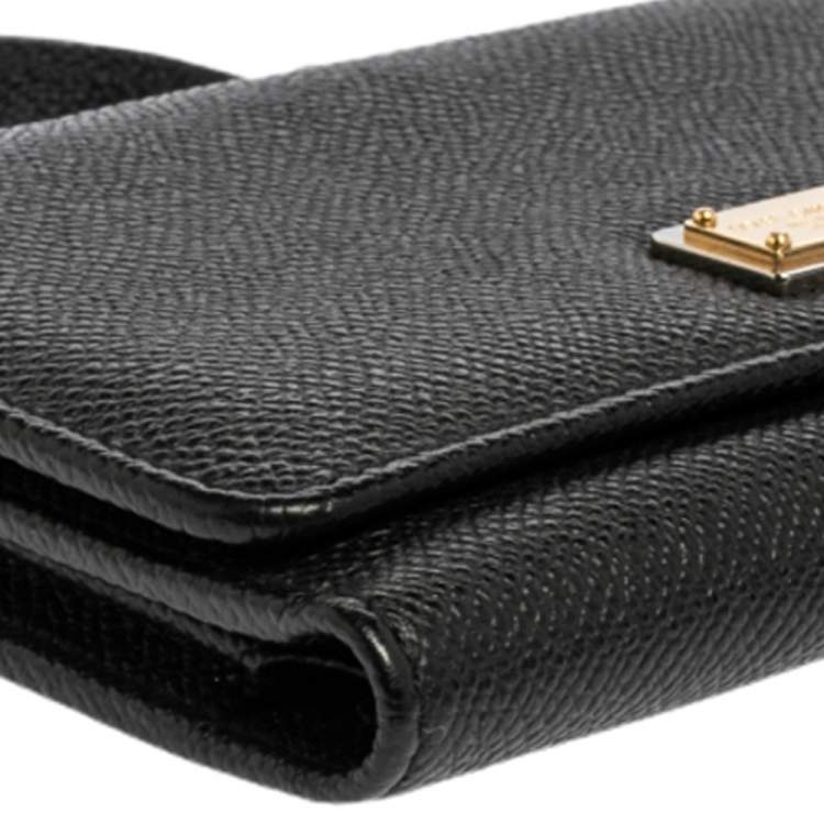 Pre Owned Dolce & Gabbana Black Leather Sicily Von Wallet on Chain