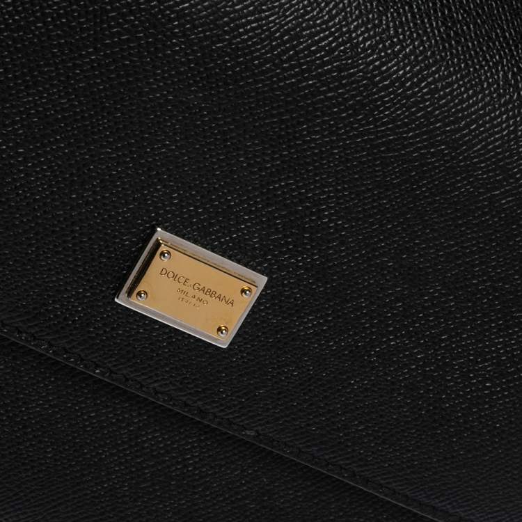 Pre Owned Dolce & Gabbana Black Leather Medium Miss Sicily Top Handle Bag