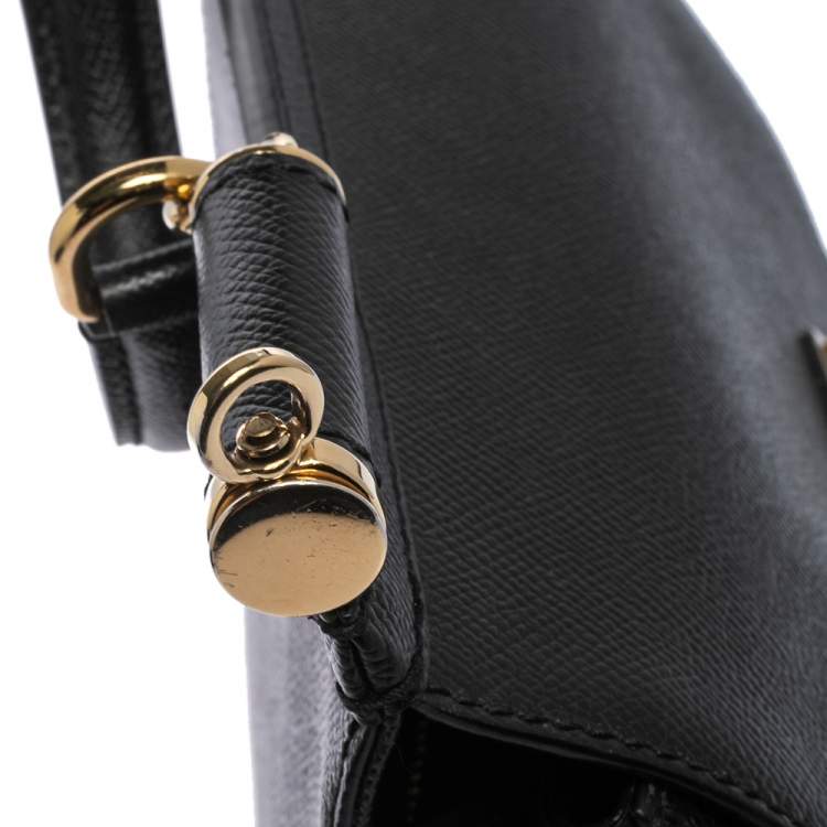 Pre Owned Dolce & Gabbana Black Leather Medium Miss Sicily Top Handle Bag