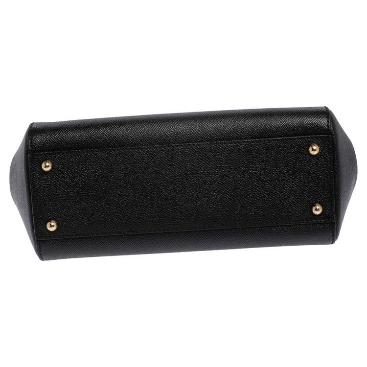 Pre Owned Dolce & Gabbana Black Leather Medium Miss Sicily Top Handle Bag