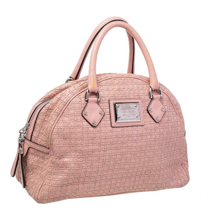 Pre Owned Dolce & Gabbana Rose Pink Woven Leather Miss Biz Satchel
