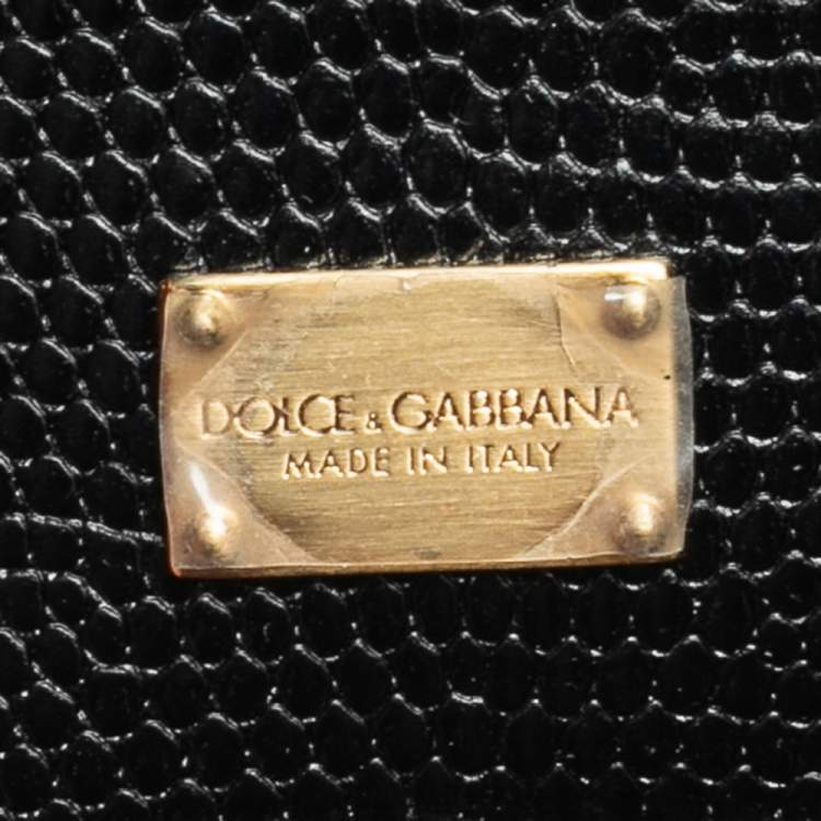 Pre Owned Dolce & Gabbana Blacl Lizard Embossed Leather Miss Monica Shoulder Bag