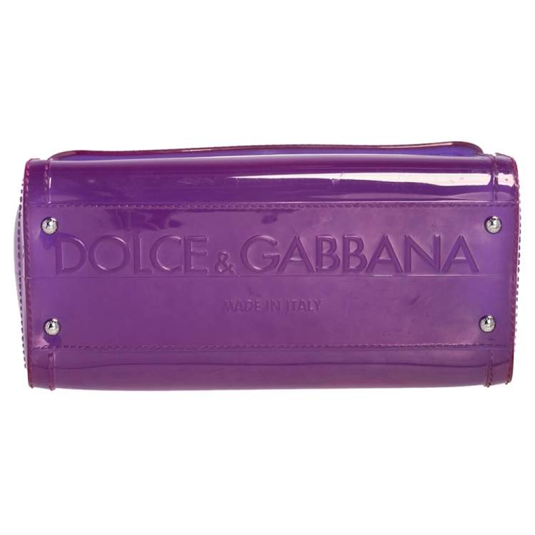Pre Owned Dolce & Gabbana Purple PVC Medium Miss Sicily Top Handle Bag