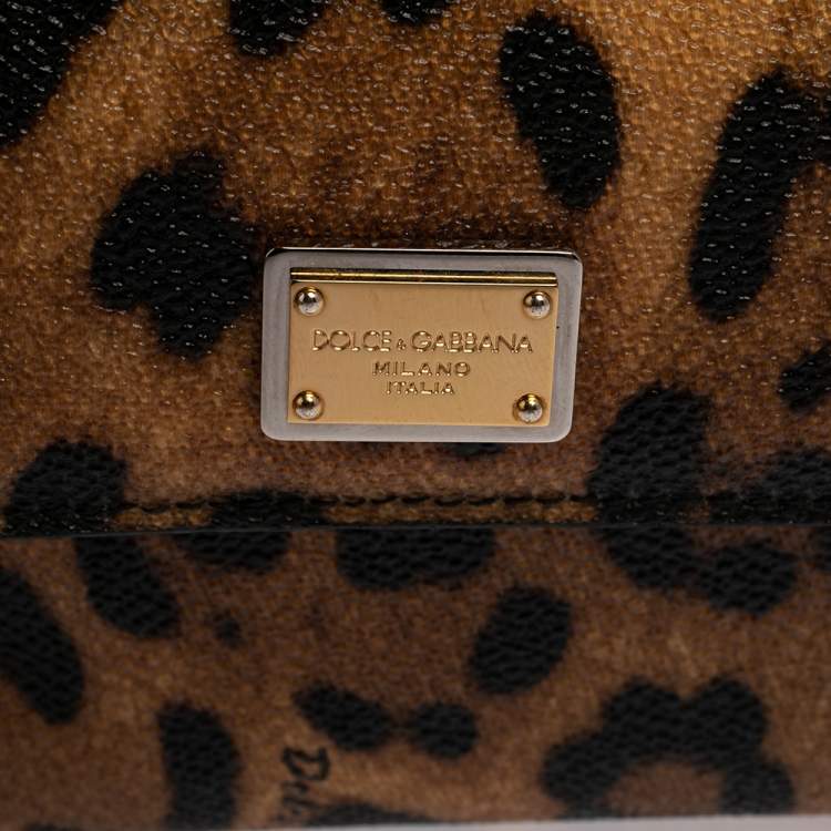 Pre Owned Dolce & Gabbana Brown/Black Leopard Print Coated Canvas French Wallet