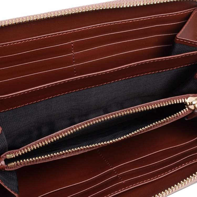 Pre Owned Dolce & Gabbana Beige Lizard Embossed Leather Zip Around Wallet