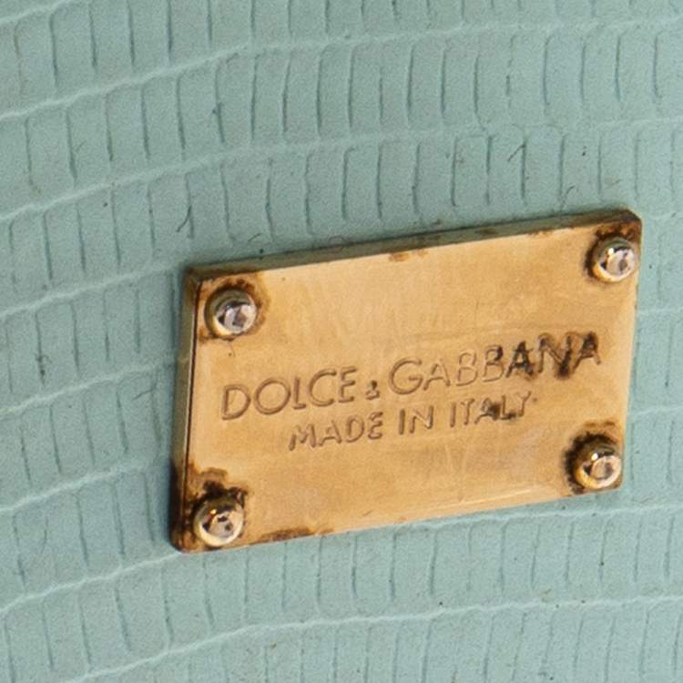 Pre Owned Dolce & Gabbana Green Lizard Embossed Leather Small Miss Sicily Top Handle Bag