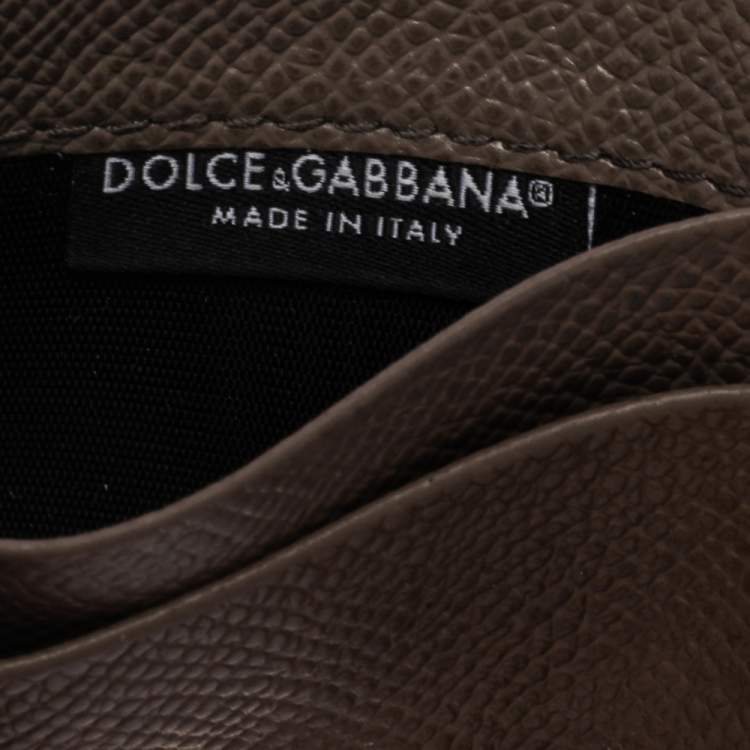 Pre Owned Dolce & Gabbana Brown Grained Leather Card Holder