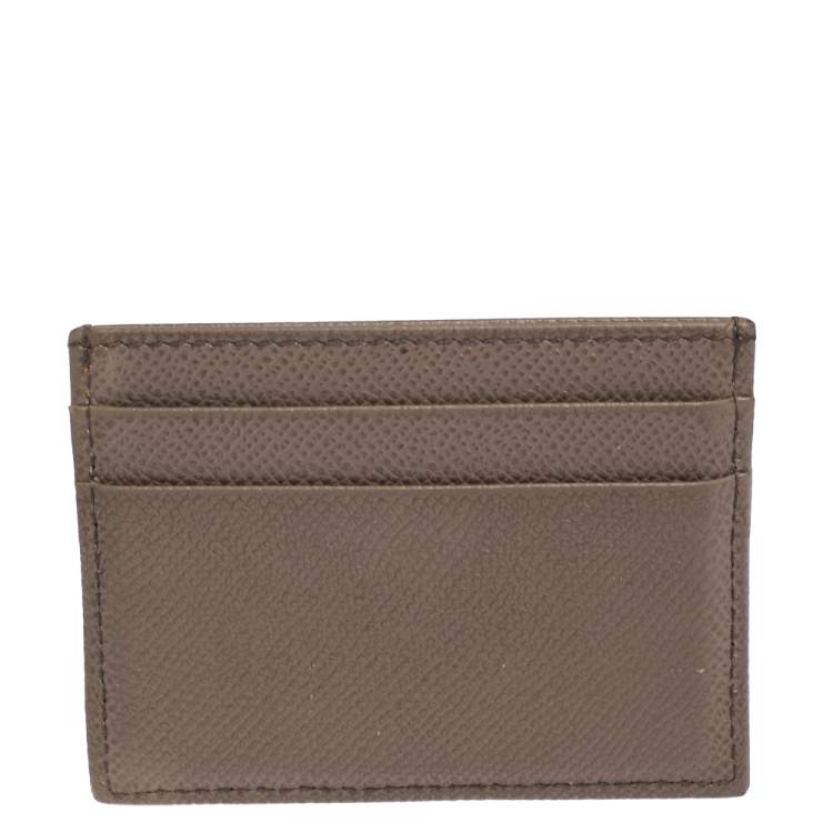 Pre Owned Dolce & Gabbana Brown Grained Leather Card Holder