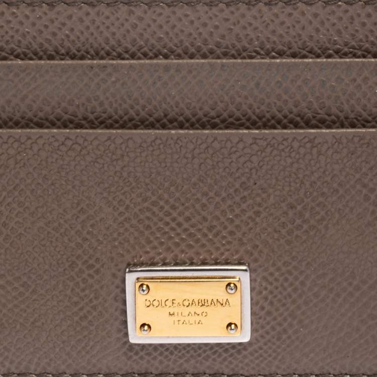 Pre Owned Dolce & Gabbana Brown Grained Leather Card Holder