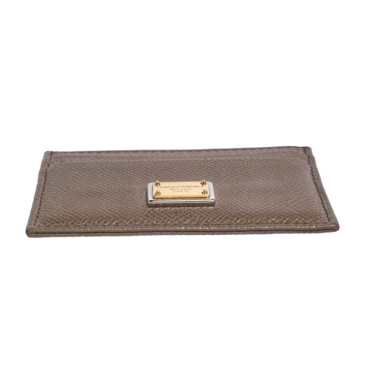 Pre Owned Dolce & Gabbana Brown Grained Leather Card Holder