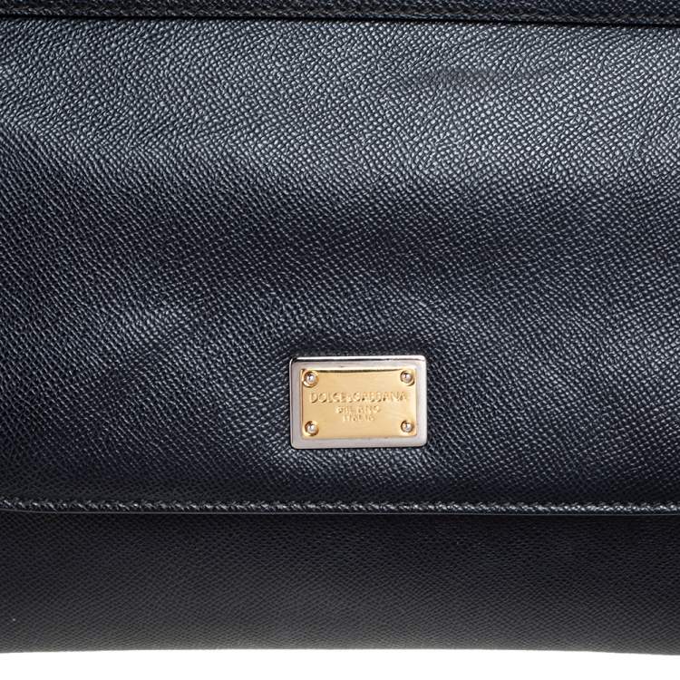 Pre Owned Dolce & Gabbana Black Leather Medium Miss Sicily Top Handle Bag