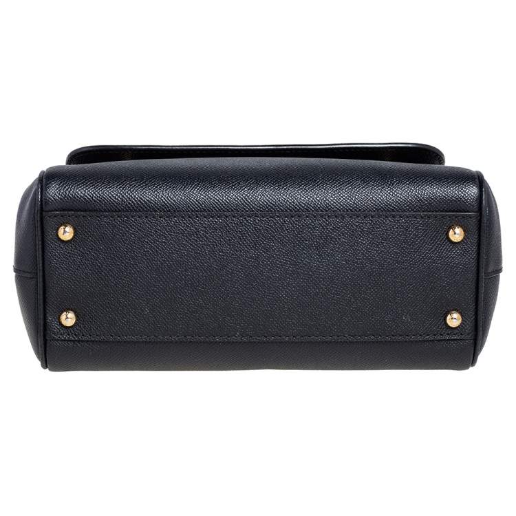 Pre Owned Dolce & Gabbana Black Leather Medium Miss Sicily Top Handle Bag