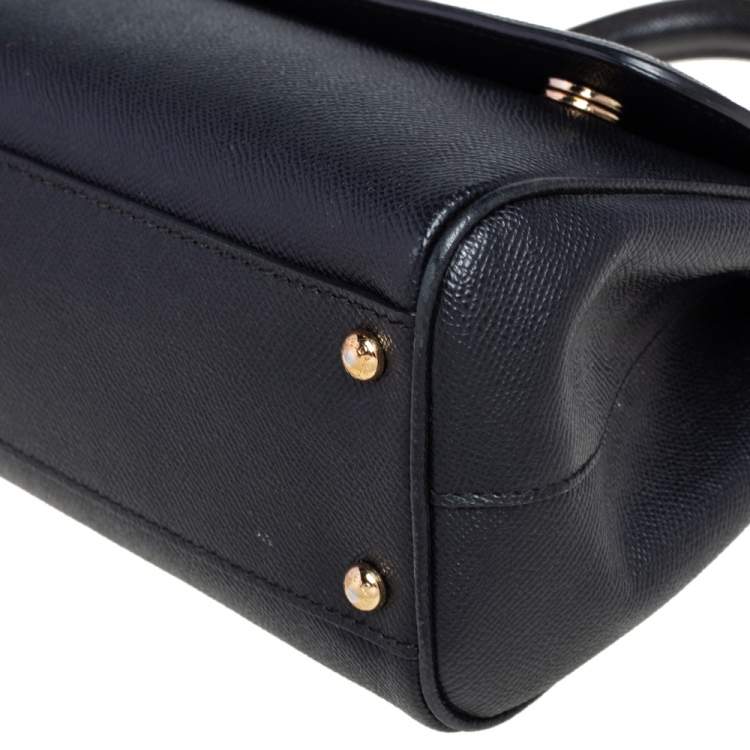 Pre Owned Dolce & Gabbana Black Leather Medium Miss Sicily Top Handle Bag