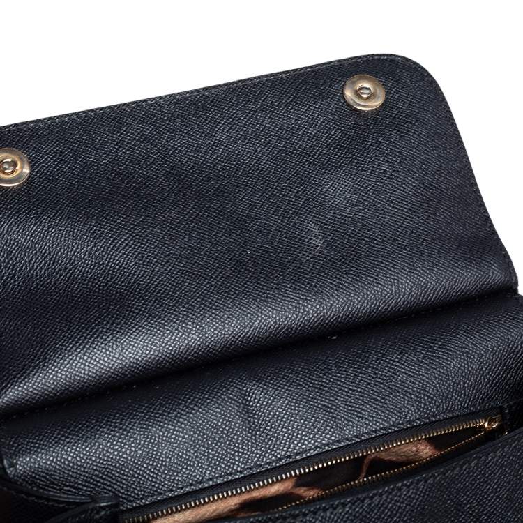 Pre Owned Dolce & Gabbana Black Leather Medium Miss Sicily Top Handle Bag
