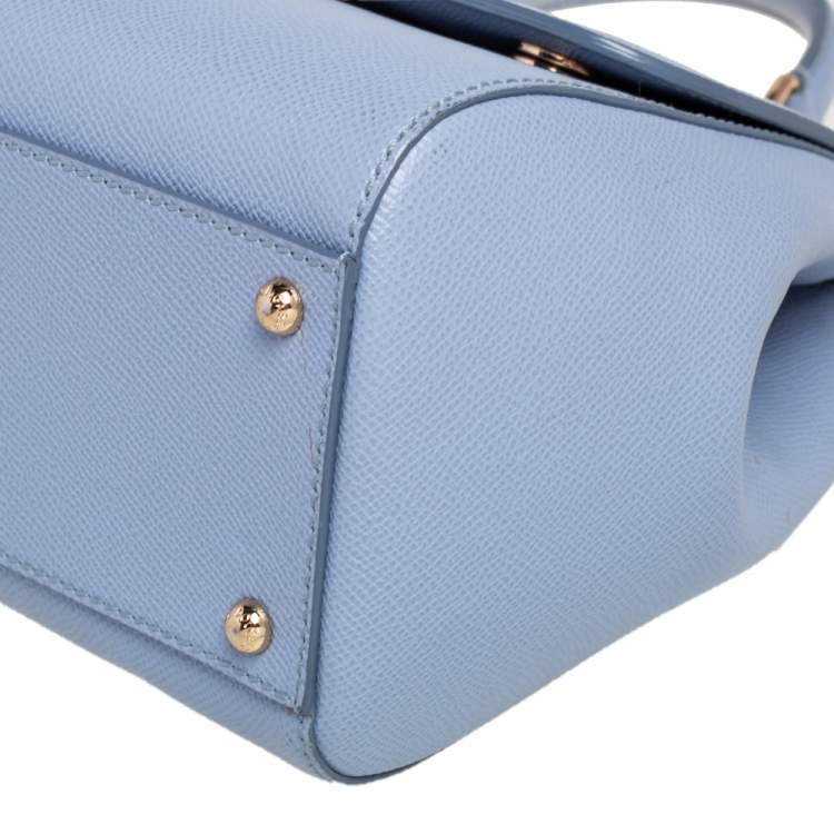 Pre Owned Dolce & Gabbana Sky Blue Leather Large Miss Sicily Top Handle Bag