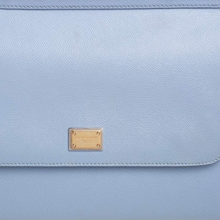 Pre Owned Dolce & Gabbana Sky Blue Leather Large Miss Sicily Top Handle Bag