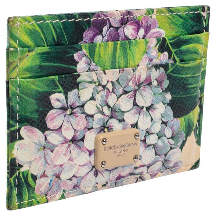Pre Owned Dolce & Gabbana Multicolor Floral Print Leather Card Holder