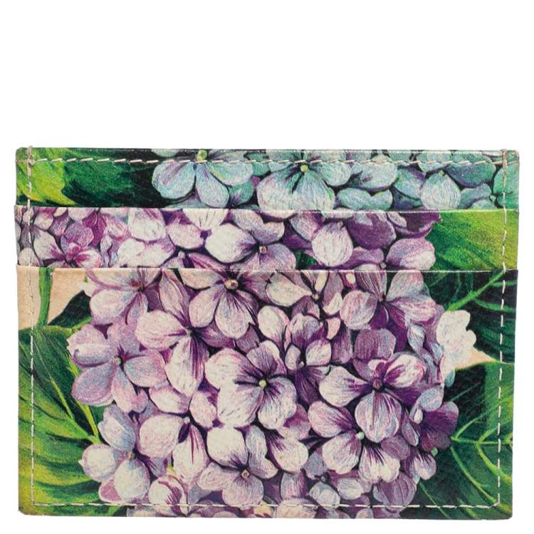 Pre Owned Dolce & Gabbana Multicolor Floral Print Leather Card Holder