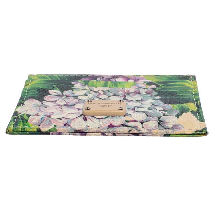 Pre Owned Dolce & Gabbana Multicolor Floral Print Leather Card Holder