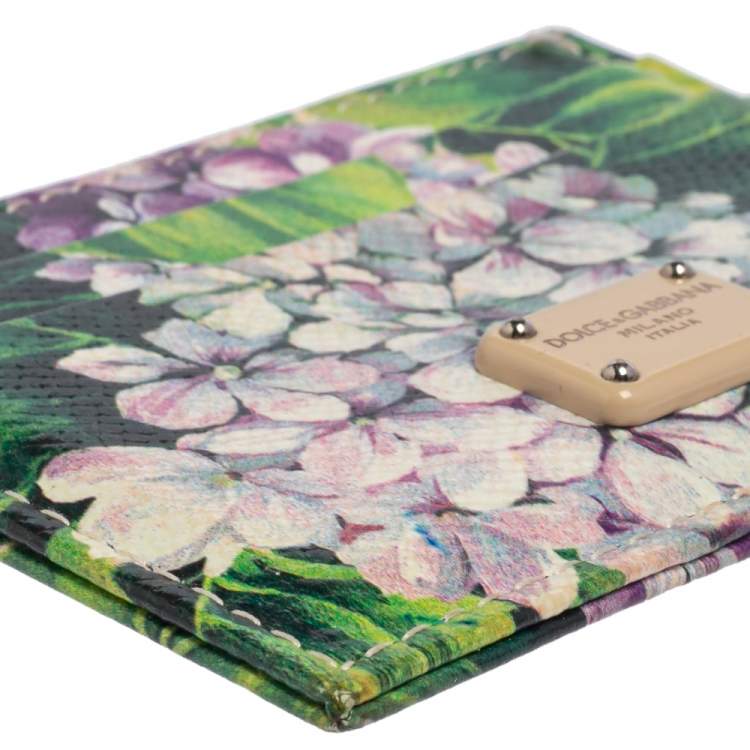 Pre Owned Dolce & Gabbana Multicolor Floral Print Leather Card Holder