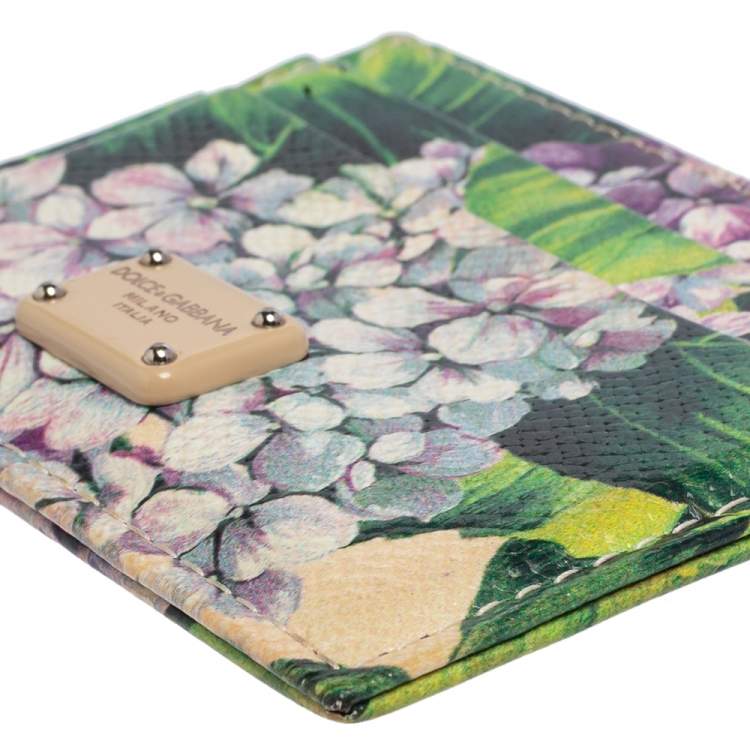Pre Owned Dolce & Gabbana Multicolor Floral Print Leather Card Holder