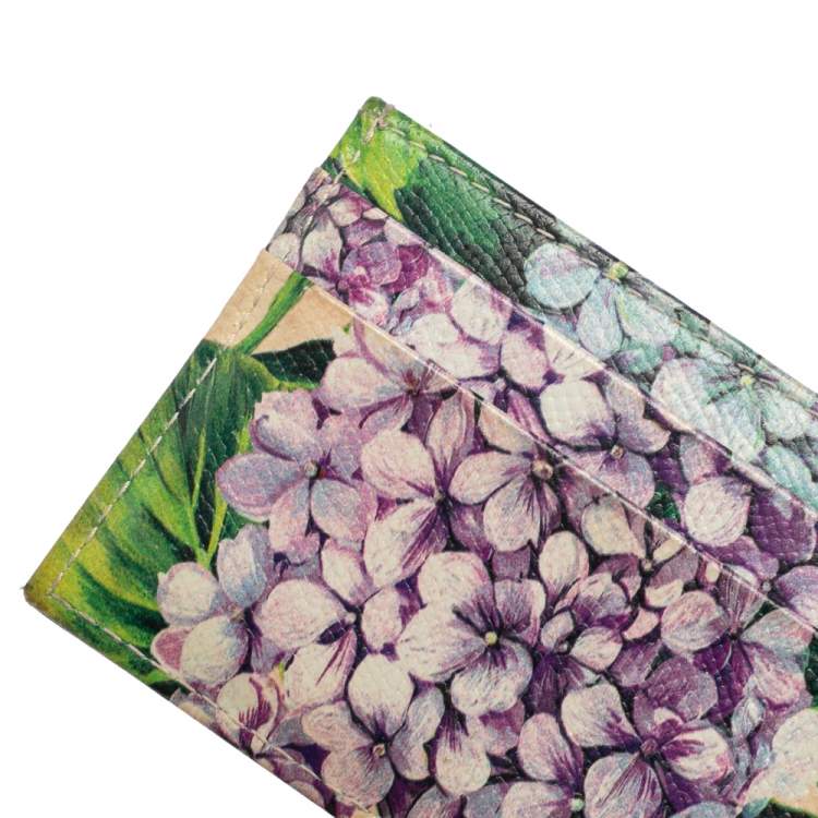 Pre Owned Dolce & Gabbana Multicolor Floral Print Leather Card Holder