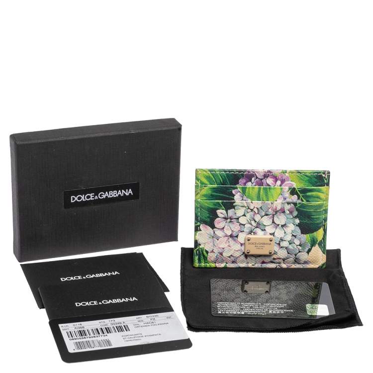 Pre Owned Dolce & Gabbana Multicolor Floral Print Leather Card Holder