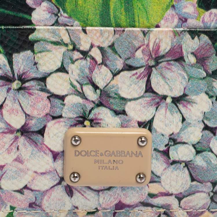 Pre Owned Dolce & Gabbana Multicolor Floral Print Leather Card Holder
