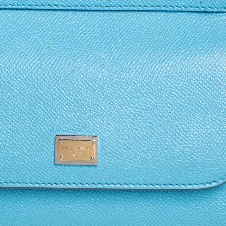 Pre Owned Dolce & Gabbana Sky Blue Leather Mini Miss Sicily Top Handle Bag