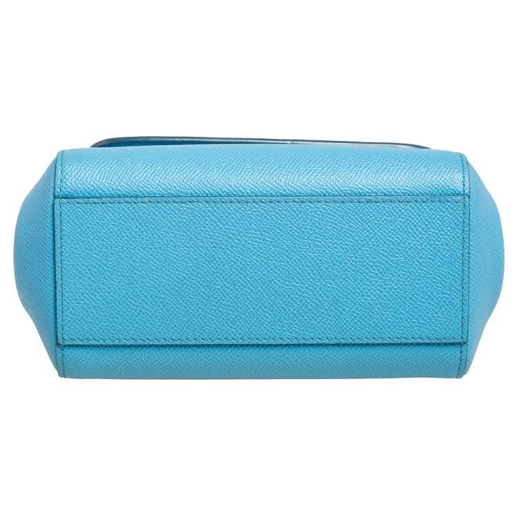 Pre Owned Dolce & Gabbana Sky Blue Leather Mini Miss Sicily Top Handle Bag