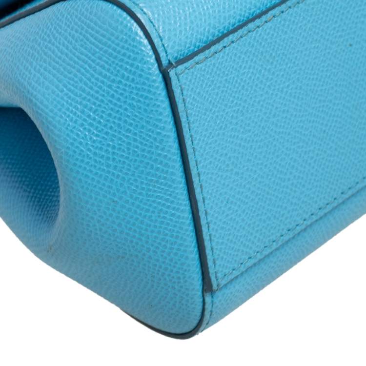 Pre Owned Dolce & Gabbana Sky Blue Leather Mini Miss Sicily Top Handle Bag