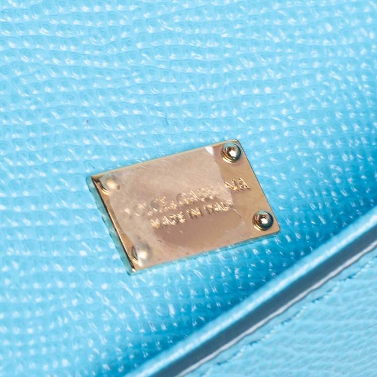 Pre Owned Dolce & Gabbana Sky Blue Leather Mini Miss Sicily Top Handle Bag