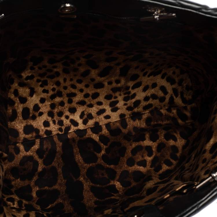 Pre Owned Dolce & Gabbana Black Quilted Leather Chain Shopper Tote