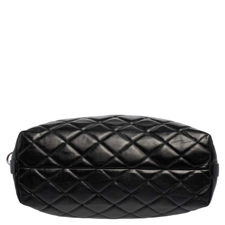 Pre Owned Dolce & Gabbana Black Quilted Leather Chain Shopper Tote