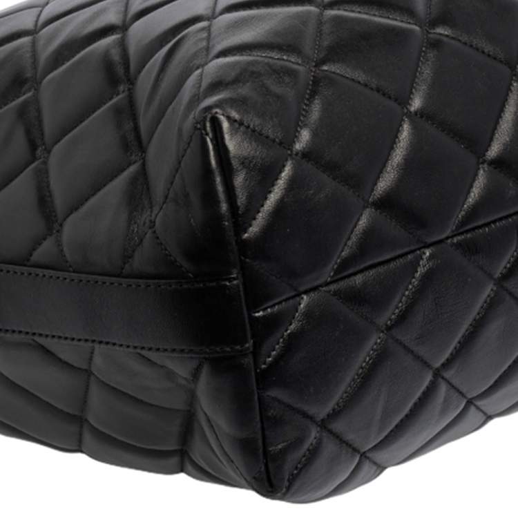 Pre Owned Dolce & Gabbana Black Quilted Leather Chain Shopper Tote